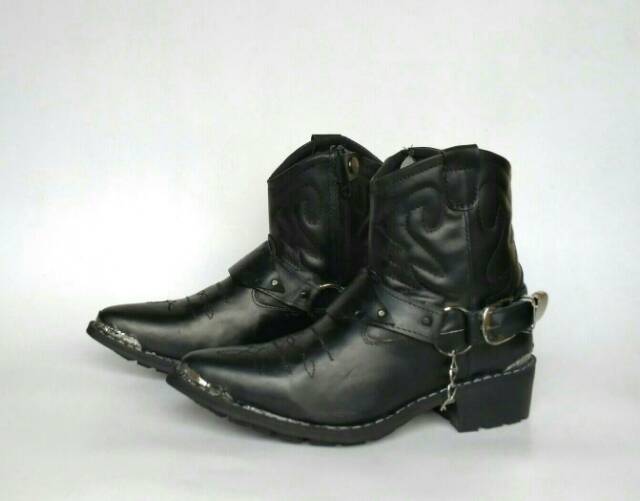 Sepatu Jenggel Boot Kulit Asli Motor Gede Bikers Touring Moge Cowboy Dinas PDH PDL