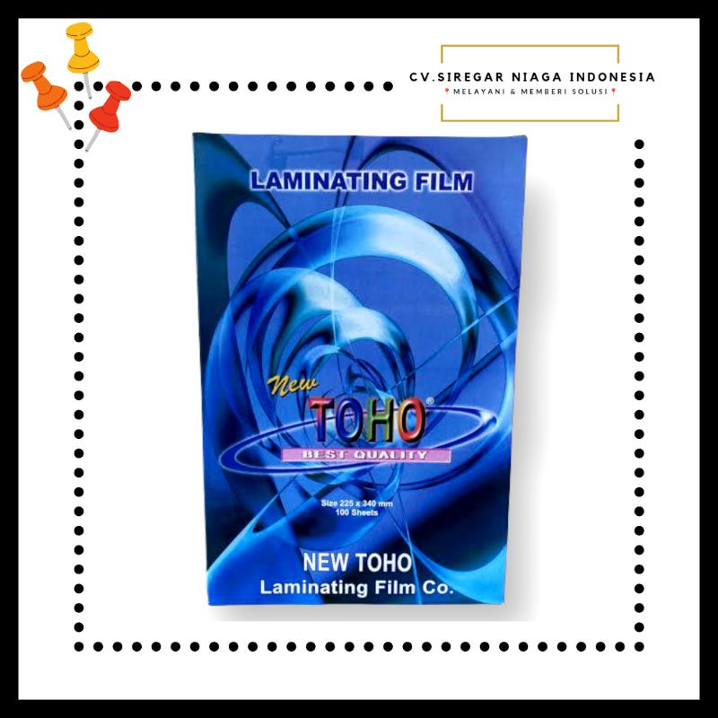 

(1 Pack) Plastik Laminating Pouch Film F4 Toho / Alat Press Tulis Kertas (Isi 100 Sheet) ORI Berkualitas