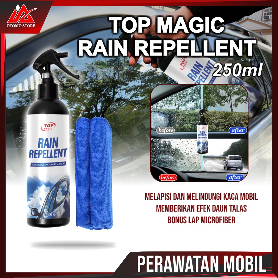 TOP RAIN REPELLENT Bonus Lap Microfiber Pelapis Kaca Anti Air Rain Glass Water Repellent Anti Air Hujan