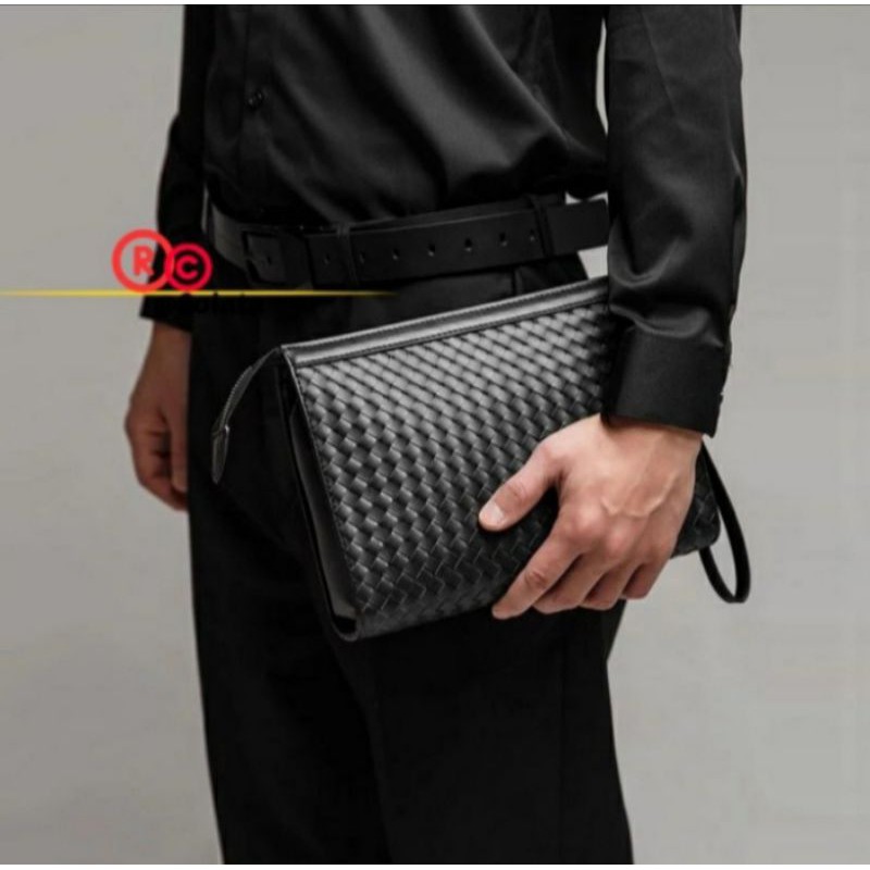 Handbag kulit anyam pria wanita / Clutch import / Handbag anyam