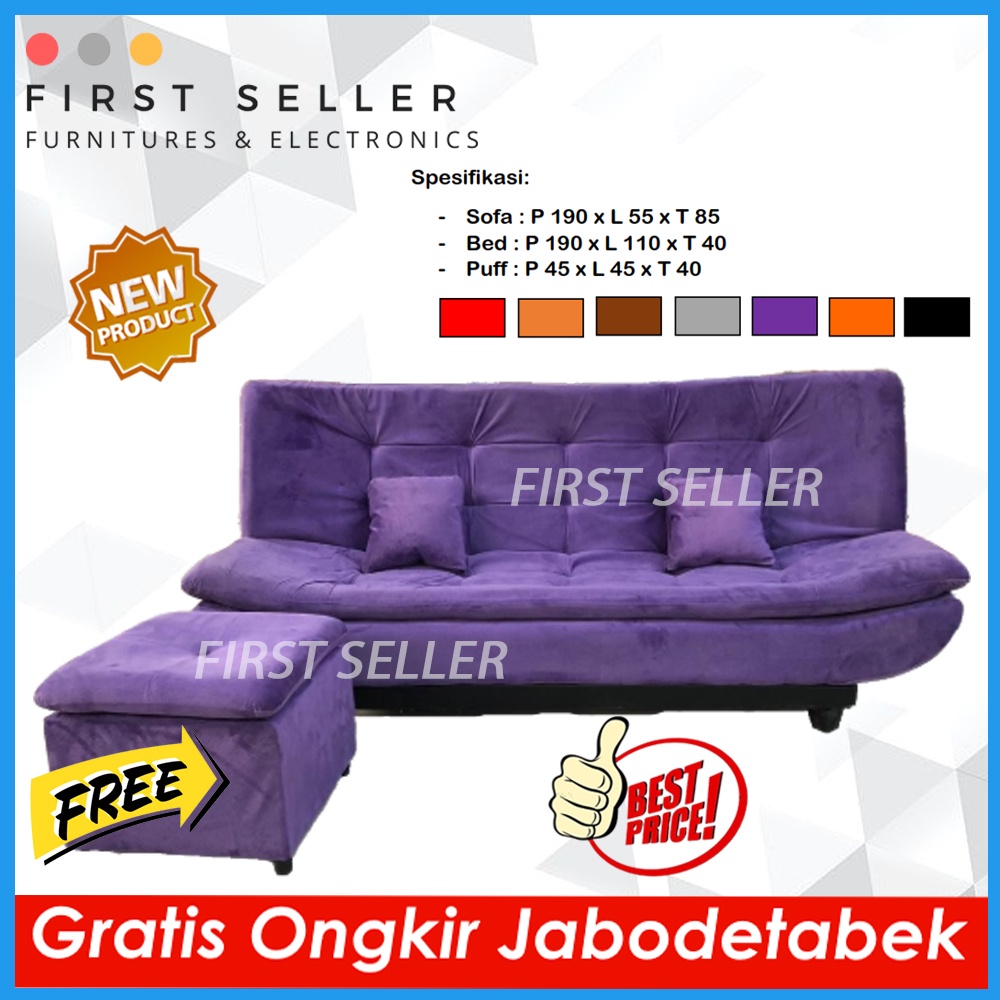 [FREE ONGKIR + PUFF] SOFABED FLUSH TOP / SOFA BED JASMINE PILLOW TOP SUPER NYAMAN MINIMALIS ORIGINAL