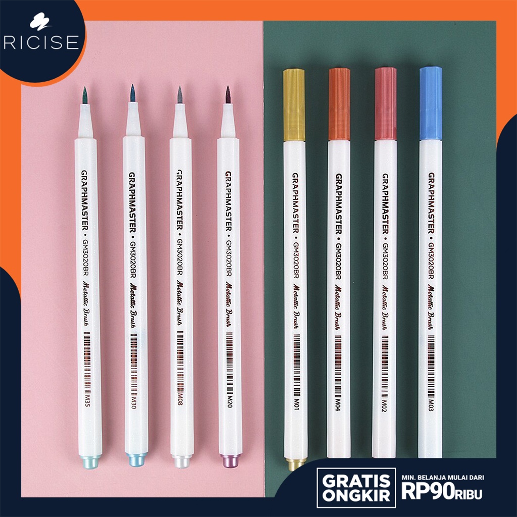 

RICISE - Brush Pen Warna Soft Metalic Pulpen Pena Kaligrafi Spidol Warna Murah - STA02
