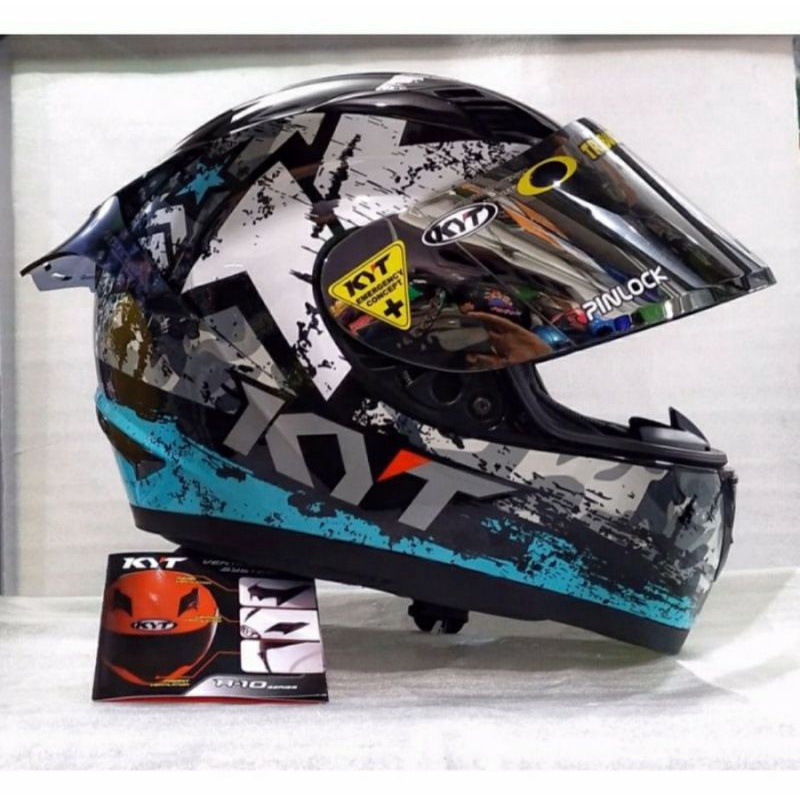 HELM KYT R-10 AQUA BLUE PAKET GANTENG