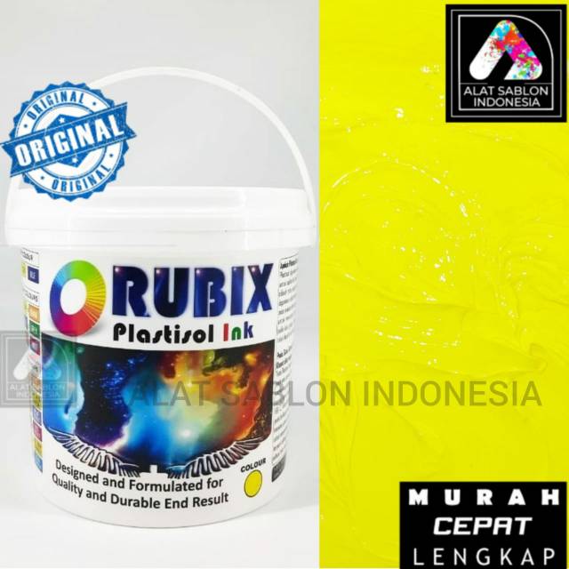 

TINTA SABLON PLASTISOL RUBIX FLO YELLOW KUNING STABILO 1KG
