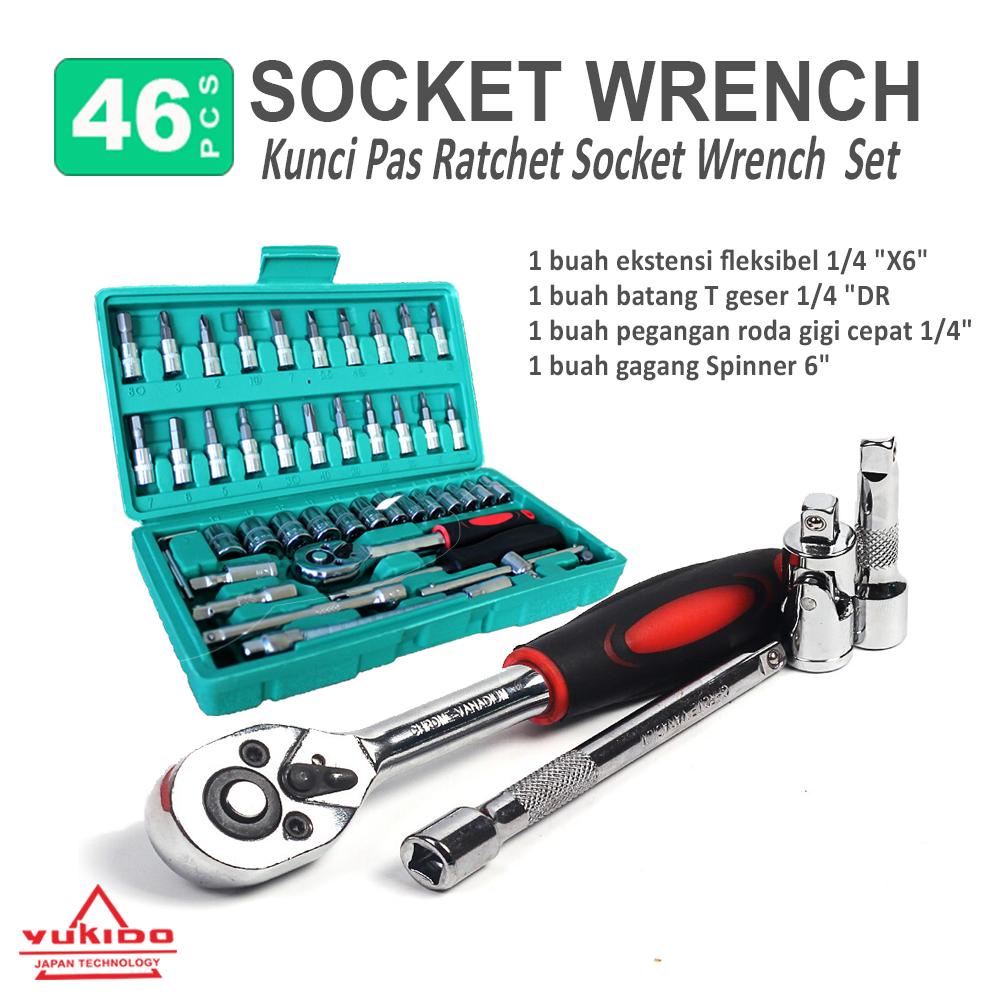 KAPUSI KUNCI SOK SET Socket Wrench Kunci Sock Set 12-24-32-46 pcs