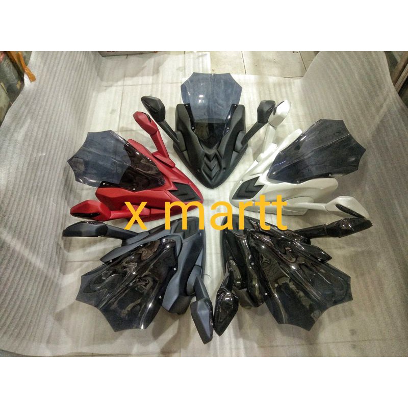 tameng pcx 160 new lengkap dengan spion lipat+LED tameng dan visor