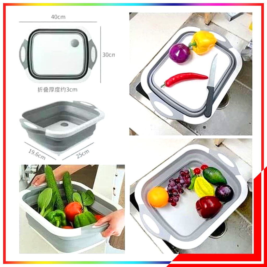 Talenan Baskom Multifungsi Talenan Lipat - Magic Talenan Lipat Baskom Lipat Wadah Cuci Alat Dapur Flexibel