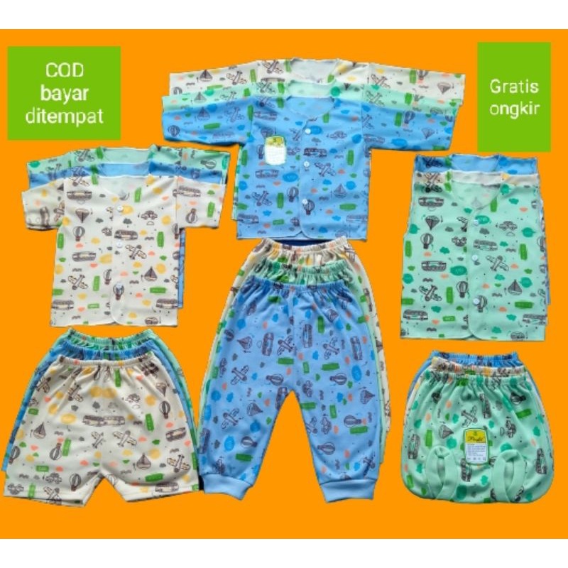 (18 Pcs)/9 Stel Baju Bayi /Paket Baju Bayi Newborn Motif Sablon