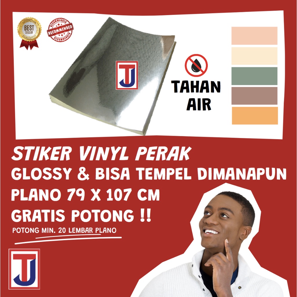 

Stiker Vinyl Perak Silver Glossy Plano 53,5 × 79cm Sticker Plastik Tahan Air