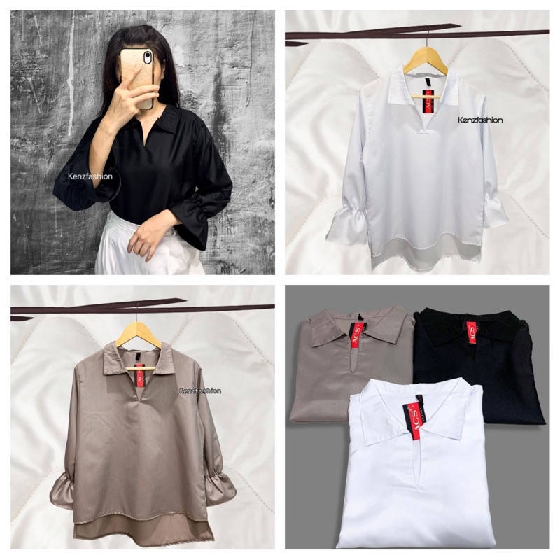 Kz_ Blouse lengan panjang terbaru / atasan wanita tangan rumbai / blouse wanita muslimah cantik