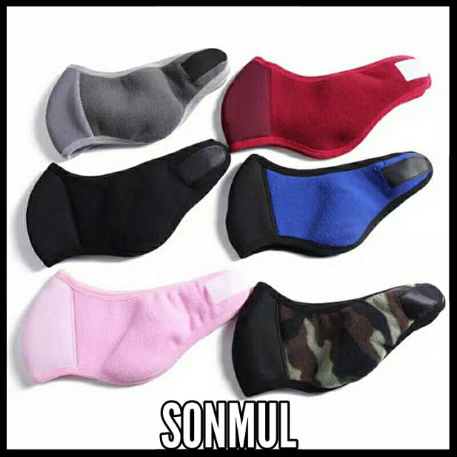 WINTER FLEECE EARMUFF MASK ADULT UNISEX MASKER DEWASA MUSIM DINGIN