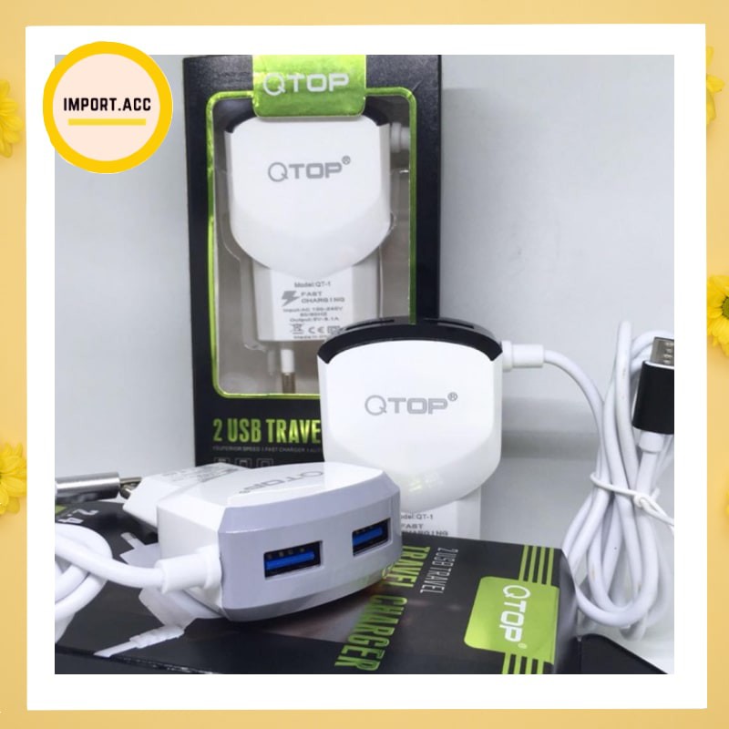 QTOP Charger 2.4A Fast Charging Include Kabel Micro USB [GARANSI]