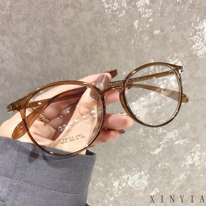 【Bayar di tempat】Kacamata Korea Wanita Kacamata Anti Radiasi Wanita Fashion retro flat Eyeglasses