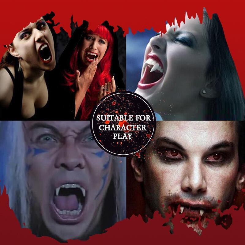 Gigi Taring Zombie Vampire Fangs Dapat Ditarik Untuk Properti Pesta Halloween