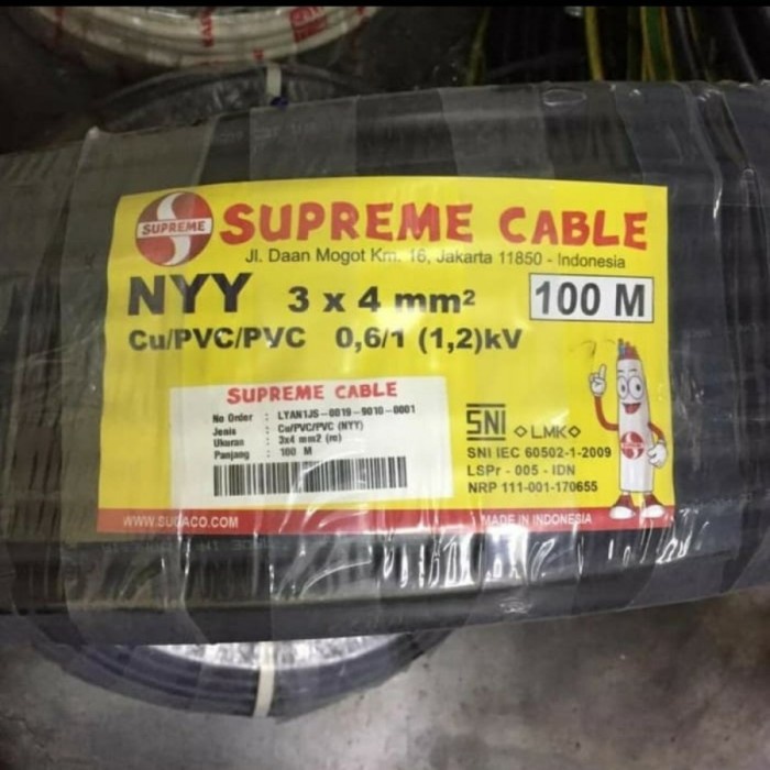 Kabel Listrik NYY 3x4 3 x 4 3x4mm 3 x 4 mm Supreme 100meter