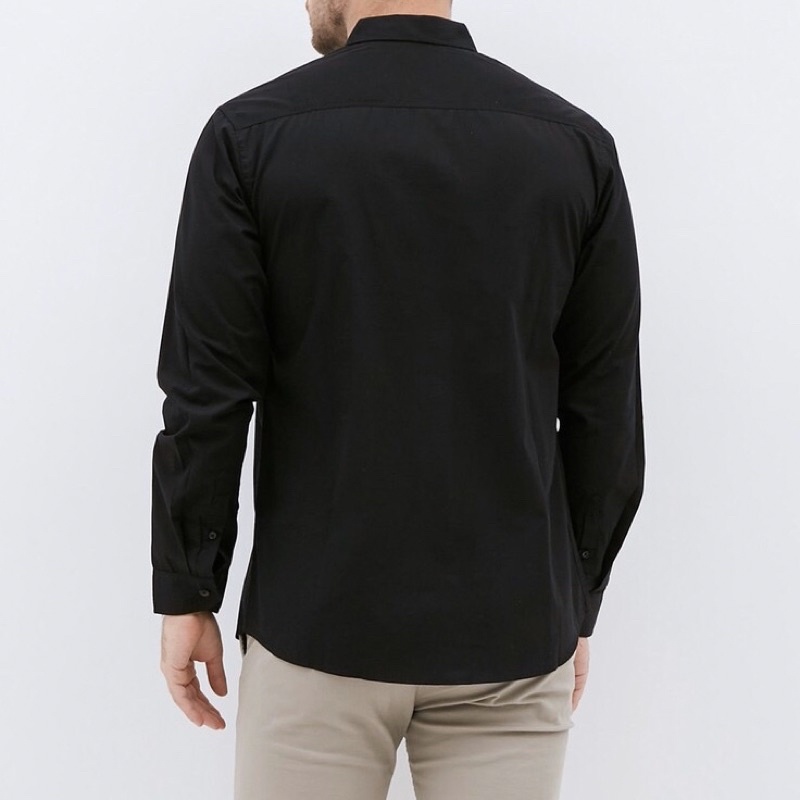 BAJU KEMEJA PRIA HITAM POLOS SLIMFIT MODERN LENGAN PANJANG ORIGINAL PREMIUM KERJA KANTOR CASUAL FORMAL KUALITAS TERBAIK