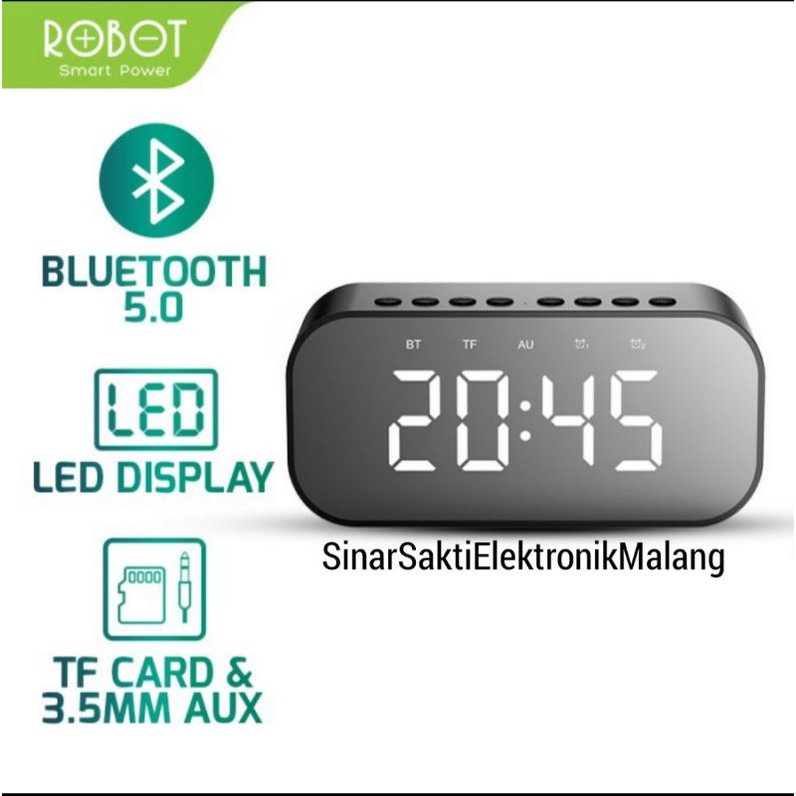 Robot Jam Meja Digital + Speaker Bluetooth Weker Hias Alarm Clock Super Bass Suara Jernih