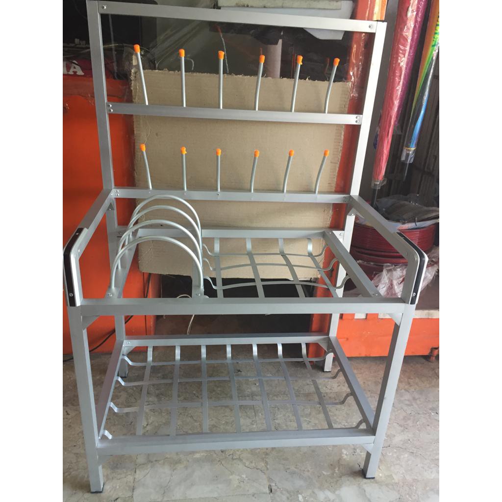 RAK PIRING / TEMPAT PIRING SUSUN 2 BAHAN ALUMINIUM PENGERING PIRING GELAS