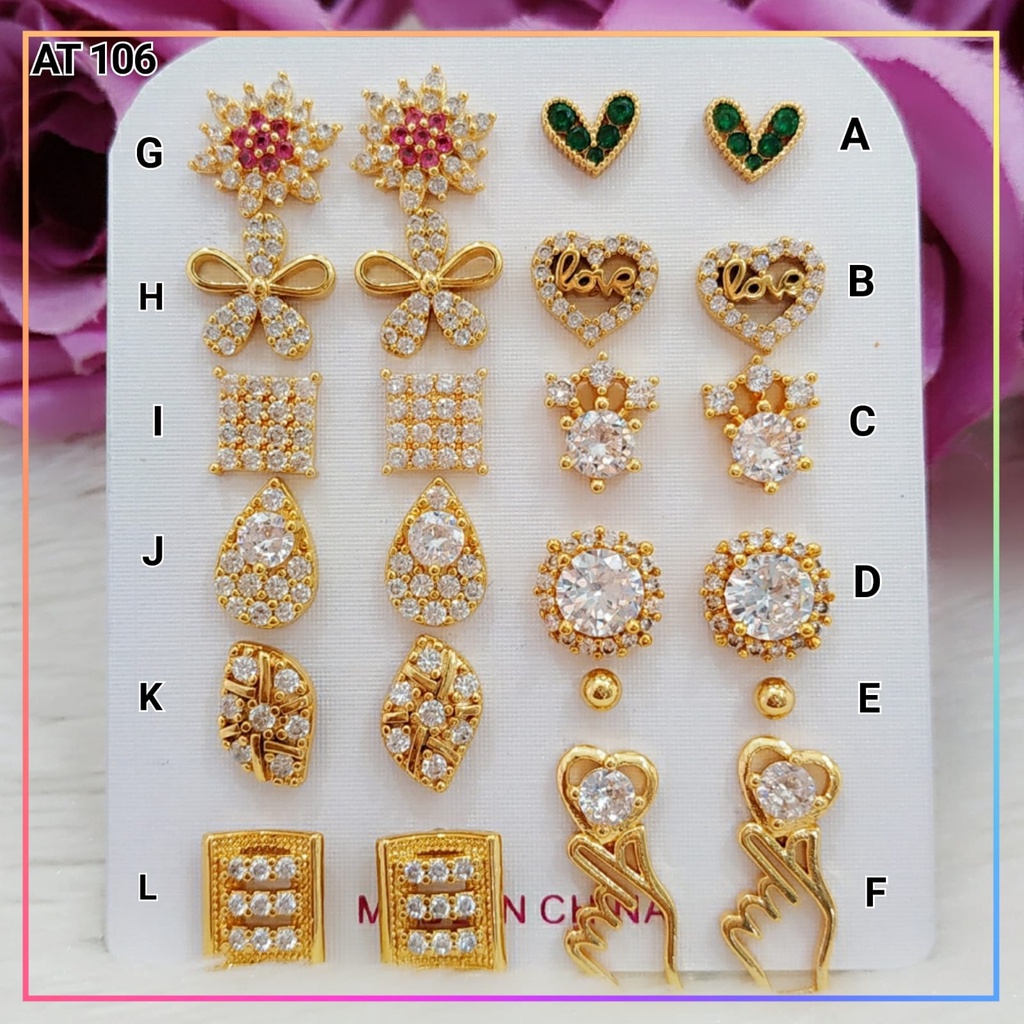 Anting xuping anting dewasa tusuk love hijau terlaris perhiasan lapis emas gold AT 106