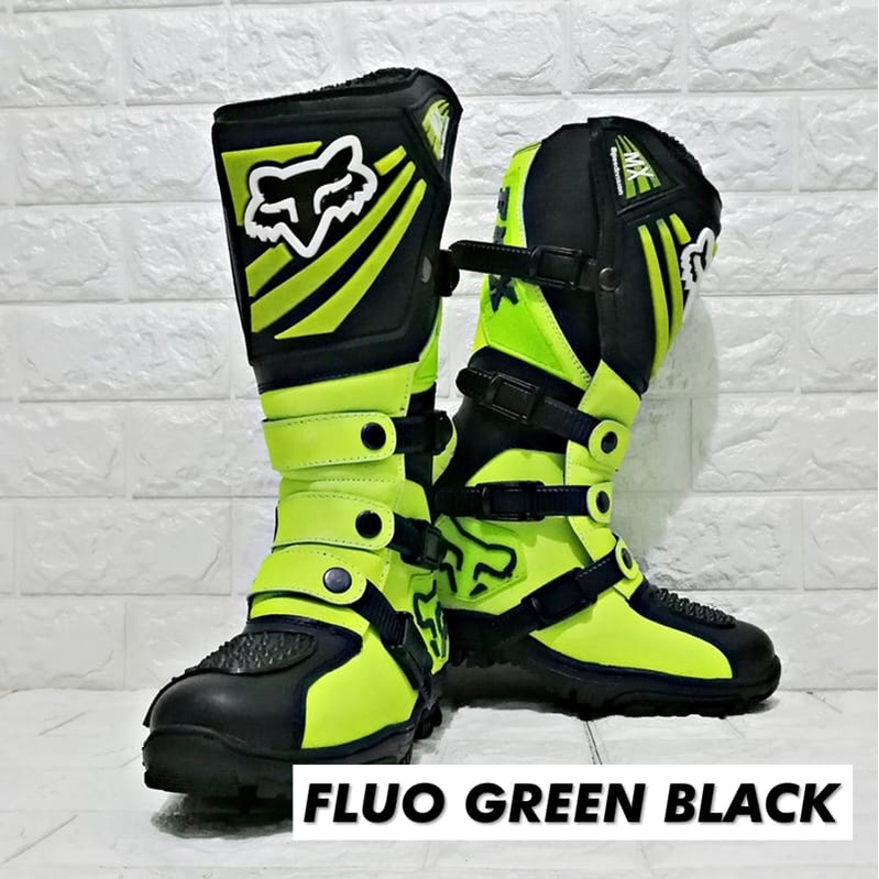 Sepatu Trail Cross Boot safety For Adventure sepatu touring  gunung FLOU GREEN BLACK TERLARIS