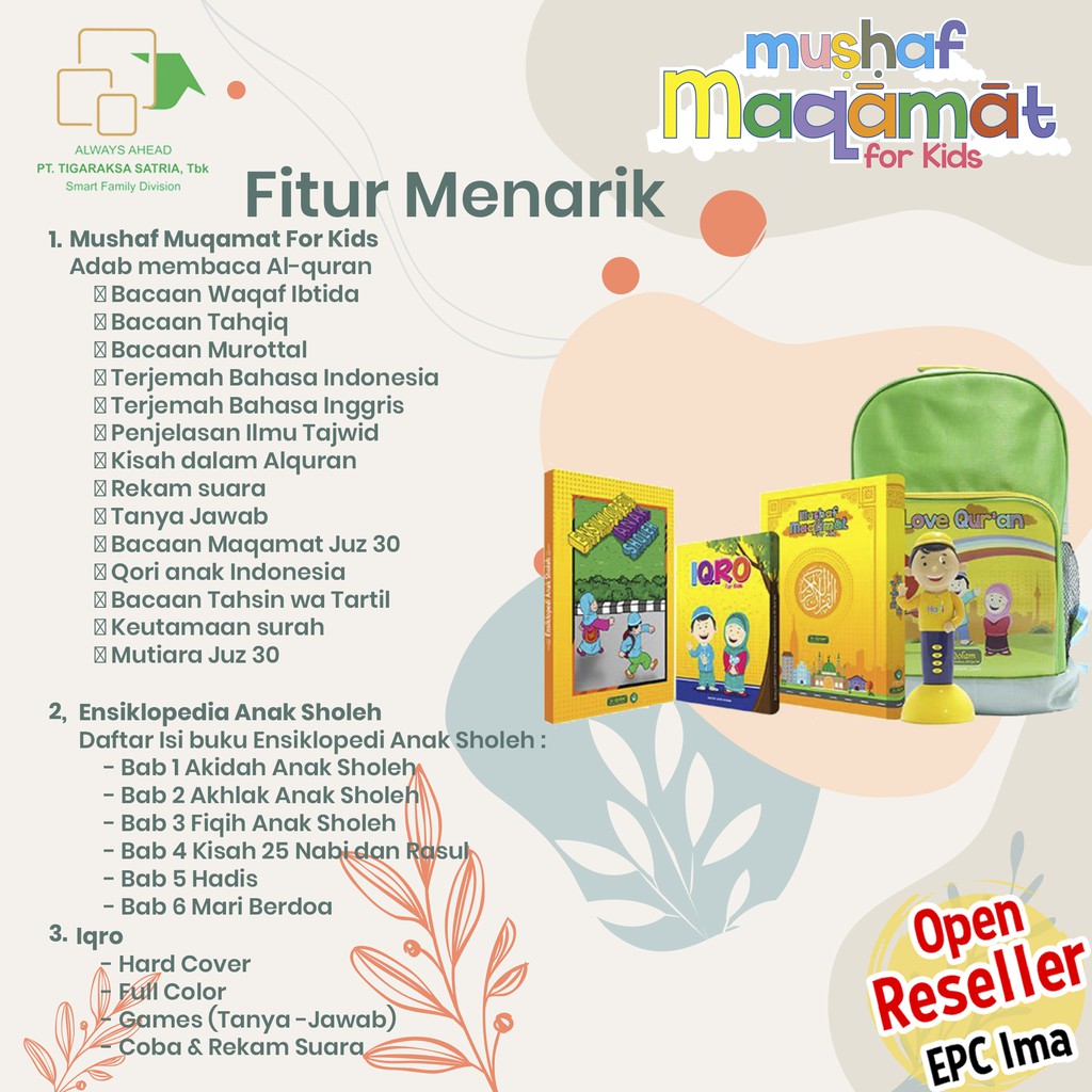 MUSHAF MAQAMAT FOR KIDS AL-QOLAM / IQRO ANAK AL-QURAN PORTABLE / ENSIKLOPEDI ANAK SOLEH DIGITAL PEN