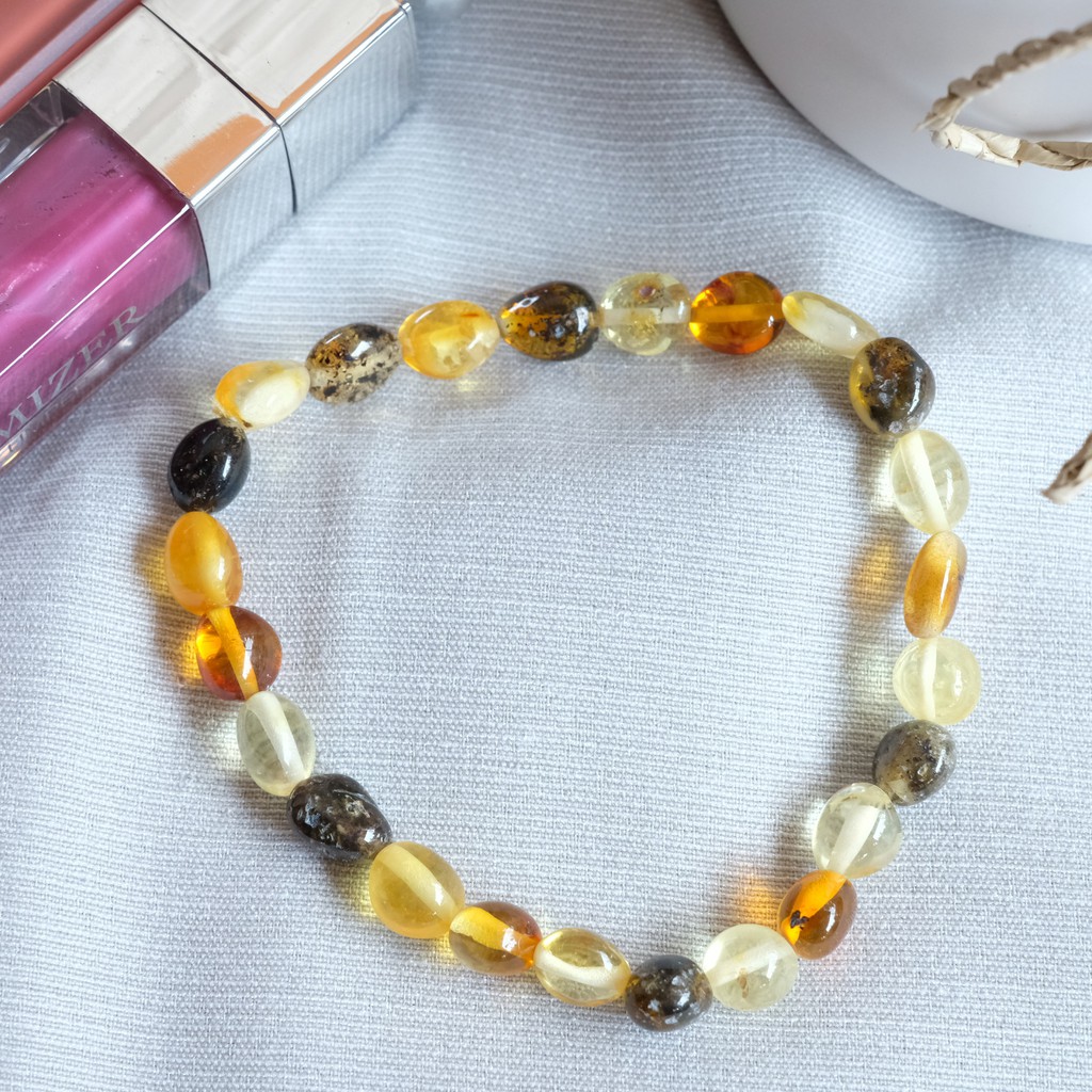 Gelang Amber Baltic Multicolor Beans [Dewasa]