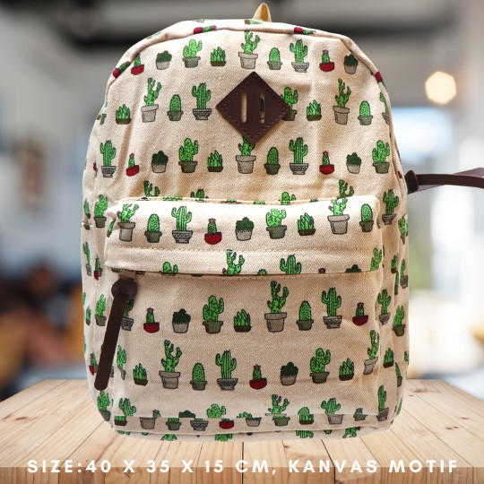 Promo Gratis Ongkir Tas Ransel Pria / Wanita Bahan Kanvas Motif Gaya Korea produk lokal indonesia-2