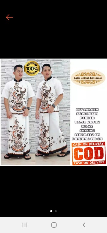 Batik Solo Modern Setelan Sarung Dan Koko Motif  Wedangan Sogan Full Furing