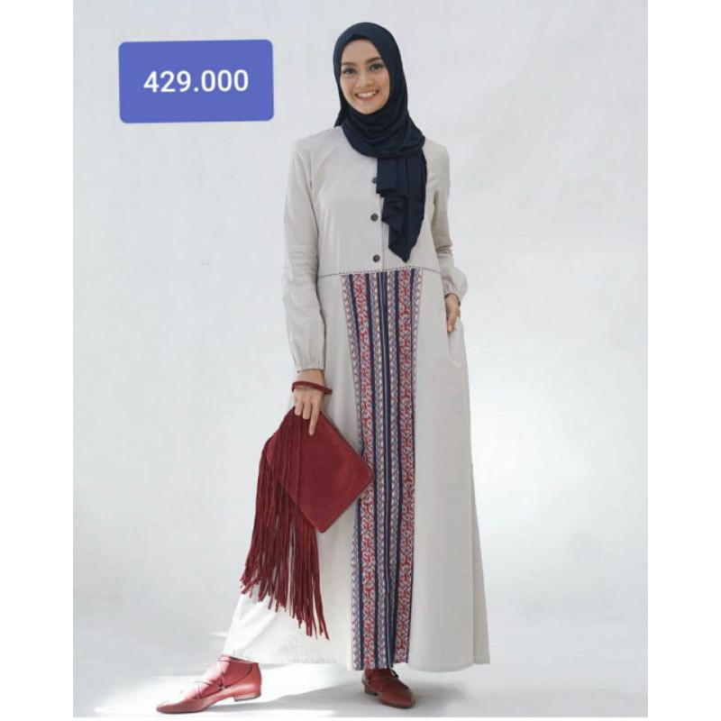 Gamis Dannis Dewasa D'Tenun - Warna Abu Muda