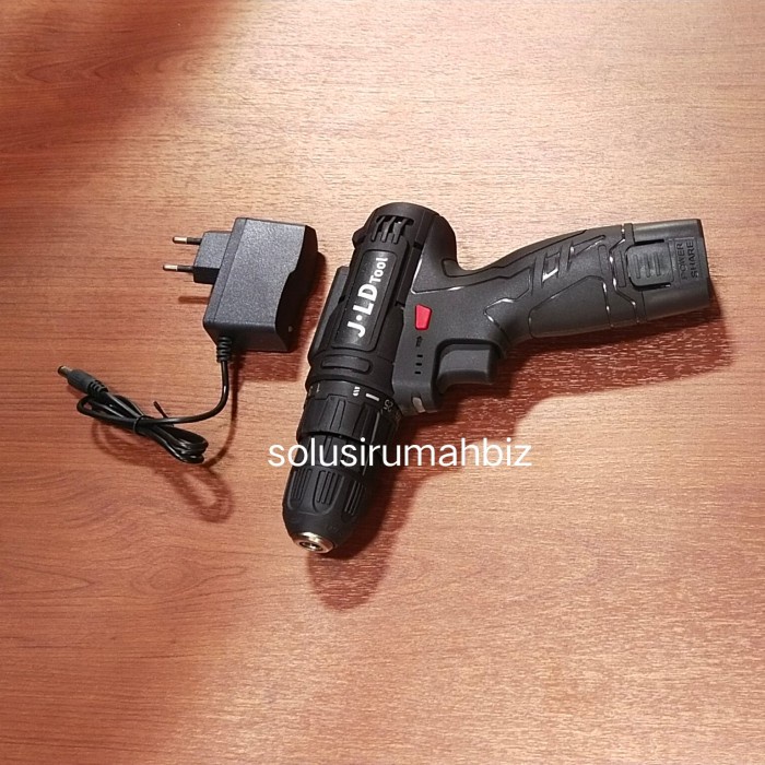 mesin bor 12v cordless 1 baterai + charger tas bening jenis 12s j12s