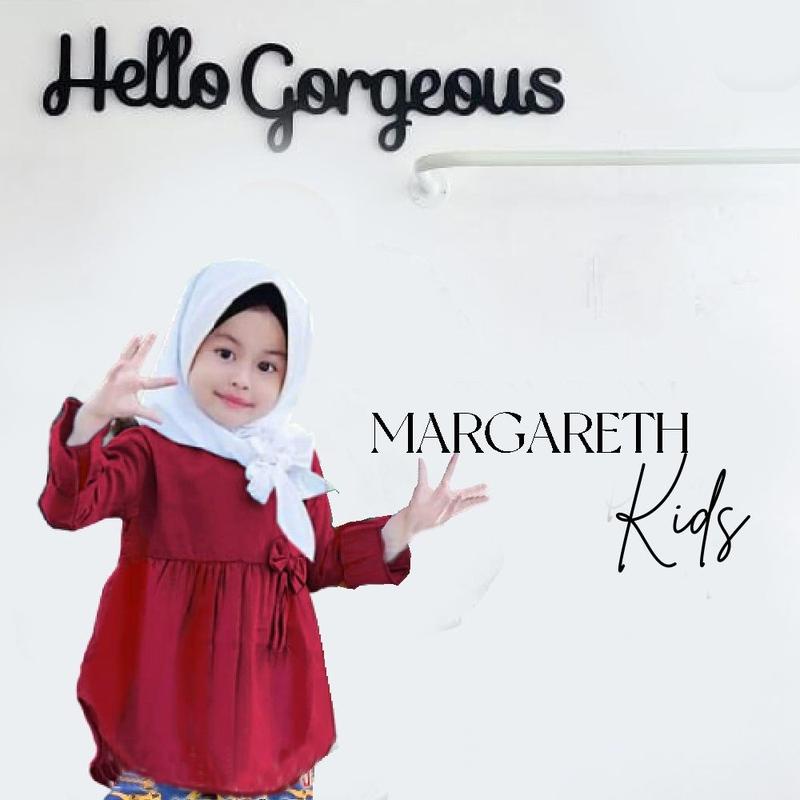 PAKAIAN MUSLIM ANAK PEREMPUAN SET MARGARETH SETELAN CELANA FASHION KIDS