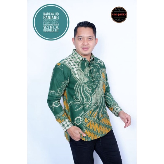 NARAYA HIJAU BAJU BATIK PRIA FULL FURING REGULER FIT BAJU BATIK PRIA MODERN