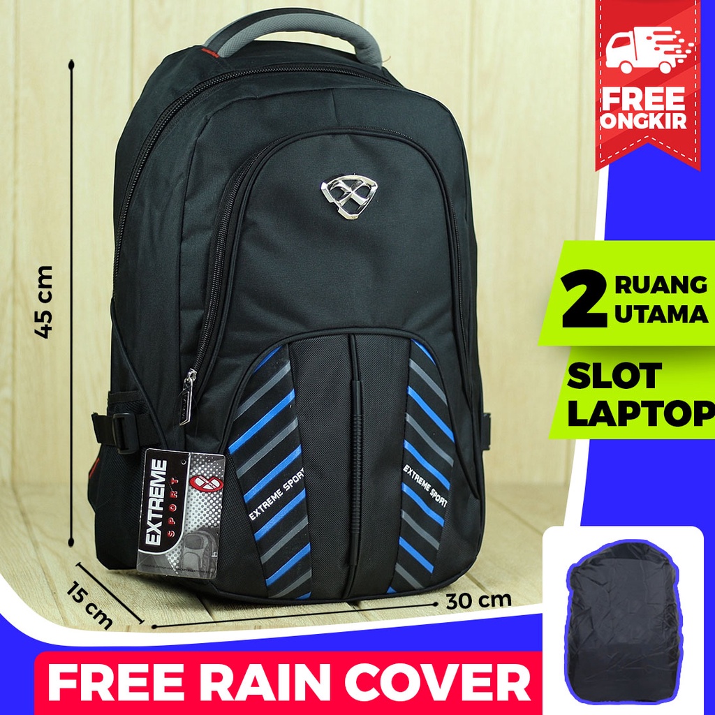 Tas Punggung Pria Keren Ransel Extreme Palazo Hitam Biru Tas Kerja Distro Tebal Kuliah