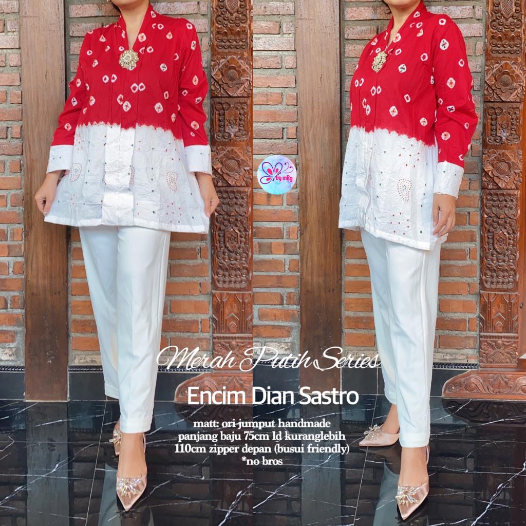 Blus tunik cataluna merah putih series jumput dian sastro