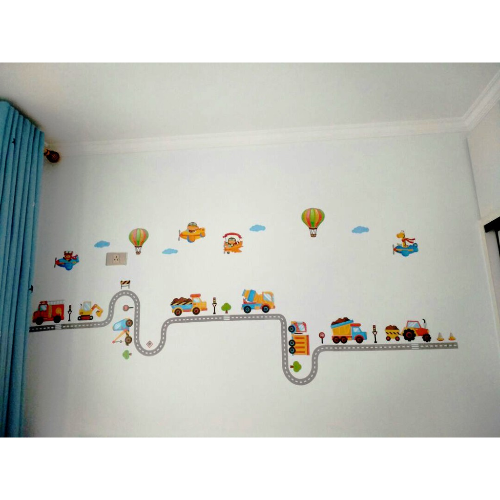 RELIZA WALL STICKER TRUCK MOBIL SIRKUIT TRANSPORTATION ANAK ABC1046 STIKER DINDING