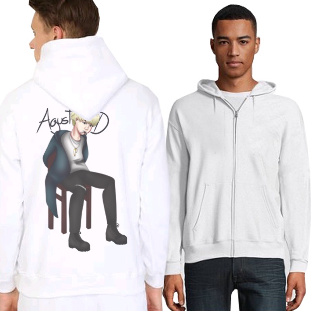 Jaket Hoodie Agust D Hoodie Zipper Dengan Ritsleting Casual Unisex Hoodie Bahan Katun New Cotton Hoo