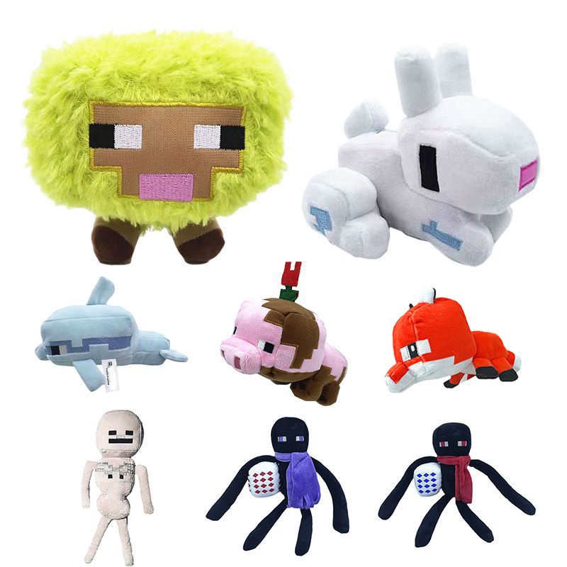 Large 22cm Minecraft Plush Toys Creeper Enderman Pig Bear Stuffed Pixel Doll Aries Zombie