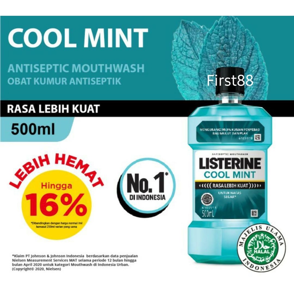 LISTERINE Antiseptic Mouthwash Cool Mint 500 ml / Obat Kumur