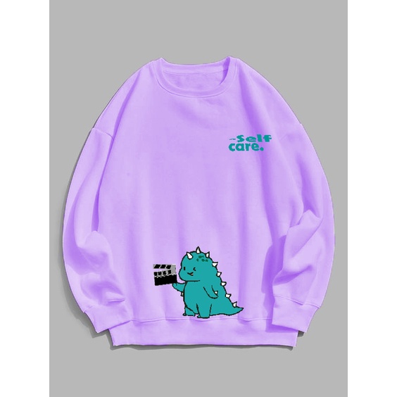 Sweater wanita Self care Dino Crewneck wanita size M-XXL