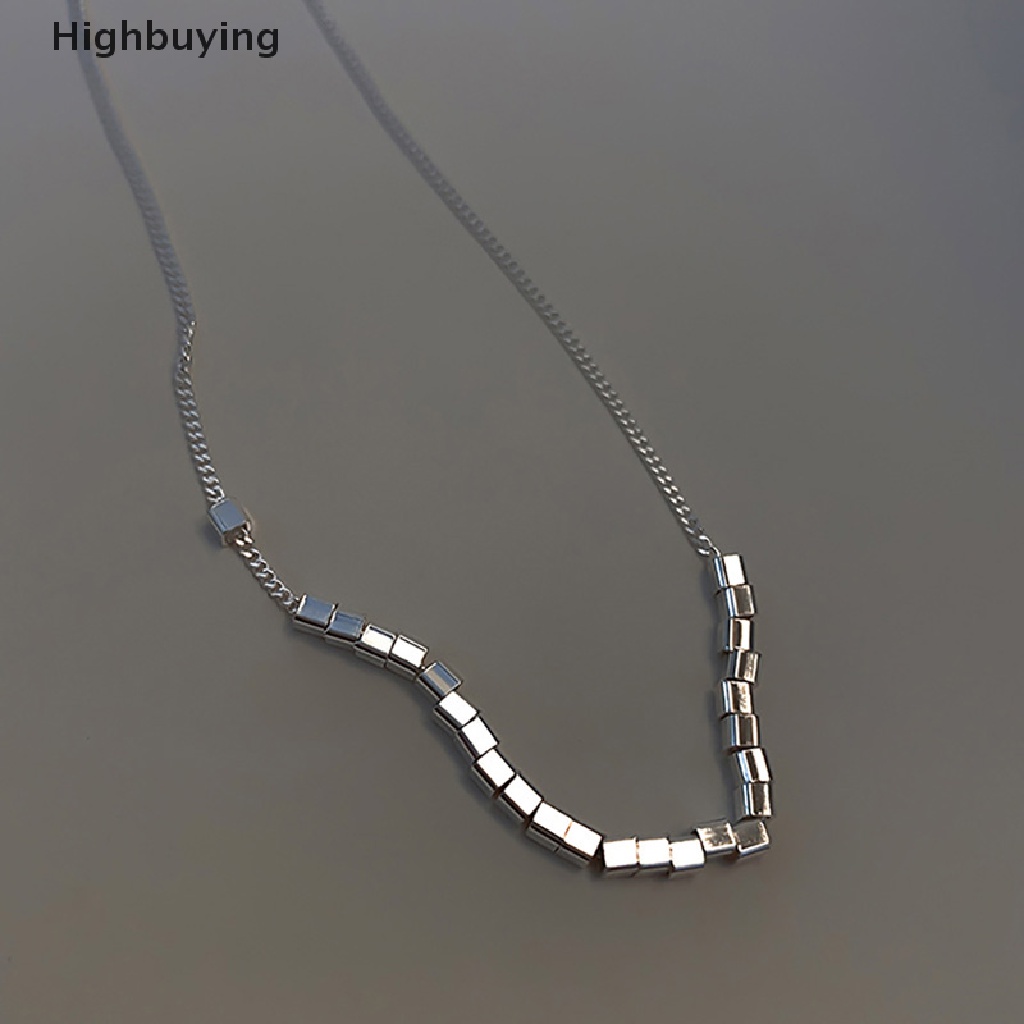 Hbid Kalung Rantai Sterling Silver 925 Dengan Liontin Manik-Manik Persegi Kecil Untuk Wanita