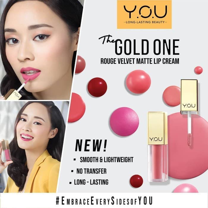 YOU The Gold One Rouge Velvet Matte Lip Cream Original BPOM by Y.O.U Makeup