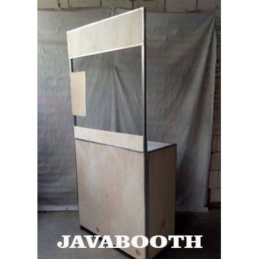 stand booth jualan lipat portable atap polos ambalan tatakan depan meja dagang dagangan event desk g