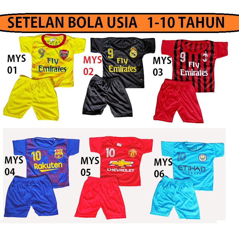 SETELAN BOLA  ANAK  USIA 1 10 THN BEST SELLER BAJU  BOLA  ANAK  