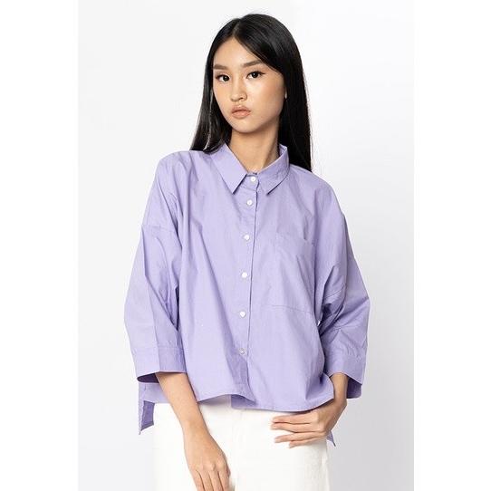 COTTONINK - KEMEJA CROP OVERSIZE WANITA LILAC LIGIA UNGU DFGD65465