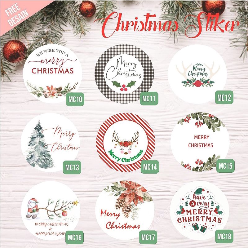 Stiker Christmas Stiker Natal Sticker Hampers Natal Bulat Label Toples Dus Box Kue-1