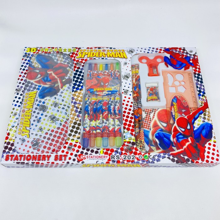 

[GRATIS ONGKIR] Stationary set 8in1 alat tulis anak crayon putar 6 warna spiderman TERJAMIN