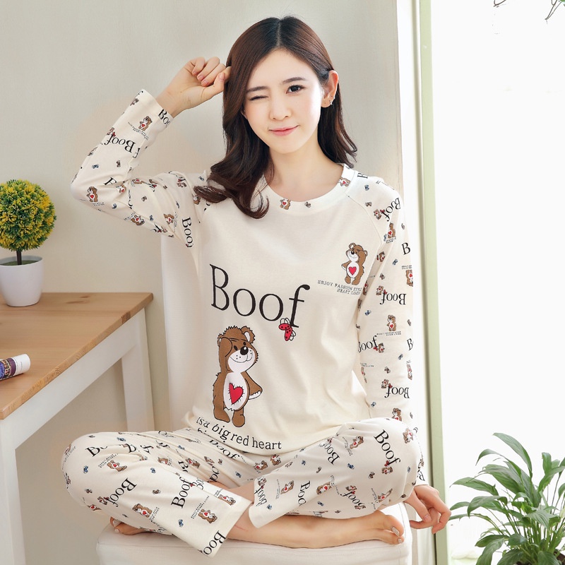 BAJU TIDUR  PIYAMA LENGAN PANJANG / STELAN BAJU TIDUR PREMIUM Bahan Lembut / Piyama Set Korea Fashion PART 2