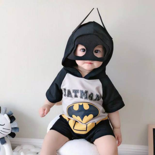 Baju Jumper Romper Anak Bayi Hoodie Superhero Batman, Superman, Spiderman, Captain America-6