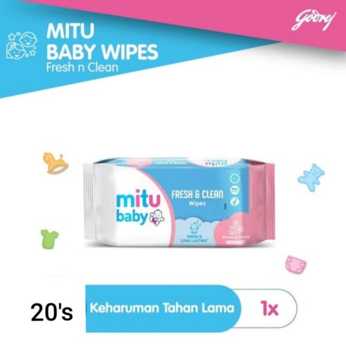 Mitu Baby Wipes isi 20 Sheets Pink Chamomile Biru Non Alcohol