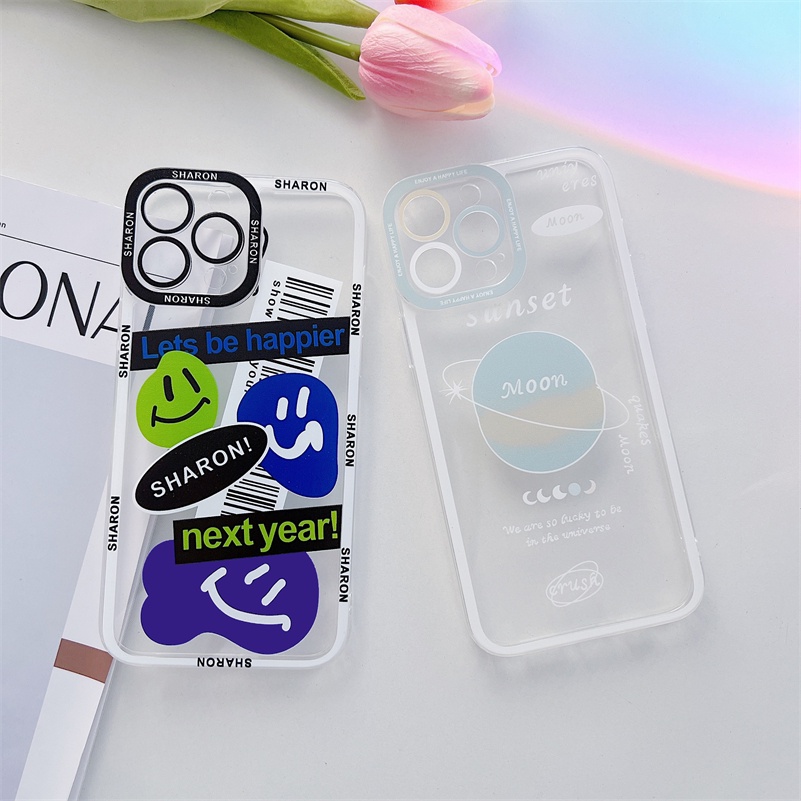 Soft Case Silikon Transparan Cover iPhone 13 12 11 Pro Max X Xr Xs Max SE 2020 iPhone 7Plus 8Plus iPhone 8 7 6 6s Plus Fashion Transparent Phone Case Shockproof Camera Protection Silicone Soft Case Protective Cover